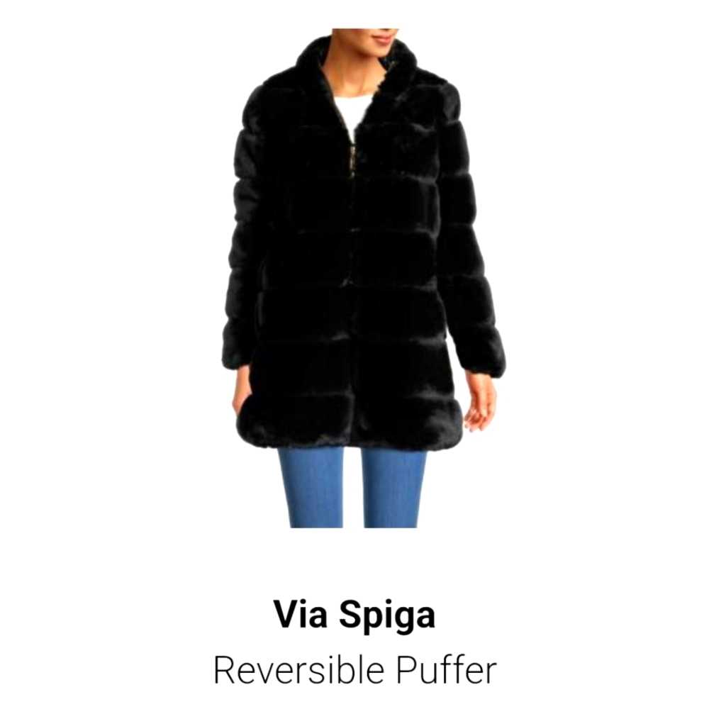 Via Spiga NWOT Faux Fur Reversible Coat